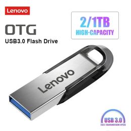Adapter Lenovo 2TB USB Flash Drives Mini Metal Real Capacity Memory Stick Black Pen Drive Creative Business Gift Silver Storage Key Usb