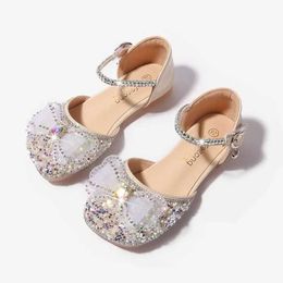 Sandals Sweet Girls Party Shoes Fashion Sequins Versatile Kids Princess Wedding Flat Sandals Causal Glitter Children Dress Single Shoes