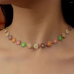 Correntes Doces Daisy Pingente Party Fashion Party Colorful Clavicular Chain Lovely Girlf