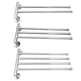 Set Stainless Steel Swivel 2/3/4 l Towel Bar Towel Holder Bar Rail Hanger Rack Wall Mounted For Bathroom Kitchen Accessory