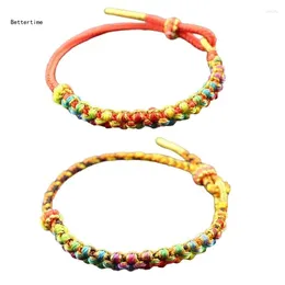 Charm Bracelets B36D Hand Woven Peach Flower Bracelet Good Luck Bangle Cotton Thread Handchain