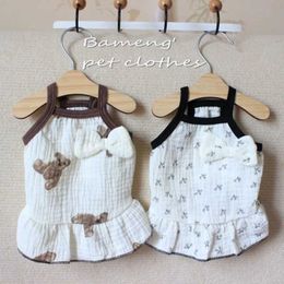 Dog Apparel Summer Bear Vest Dress Clothes Suspender Skirt Small For Dogs Clothing Pet Outfits Yorkies Print Girl Designer H240506