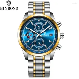 Wristwatches BINBOND B6022 Senior Luxury Men Quartz Watch Automatic Date Wristwatch Waterproof Luminous Sport Chronograph Business