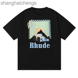 Trend Hip Hop Rhuder t Shirts Designer Branded Formula Classic Hawaiian Style Coconut Tree Print Mens Pure Cotton Short Sleeved Tshirt with 1:1 Logo