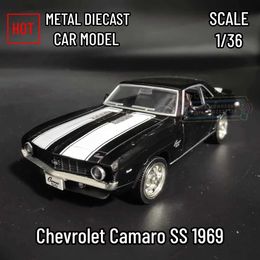Diecast Model Cars 1 36 Chevrolet Camaro SS 1969 Muscle Car Model Reproduction Scale Metal Die Casting Micro Art Car Collection Christmas Gift Boy ToysL2405