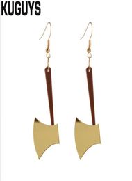 New Arrival Cool Axe Drop Earrings for Womens Gold Silver Color Mirror Acrylic Earring Fashion Jewelry Trendy Rock Accessories3278297