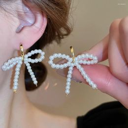 Dangle Earrings Jewelry Accessories Bowknot Pearl Imitation Light Luxury Bow Ear Pendant Stud Big Long
