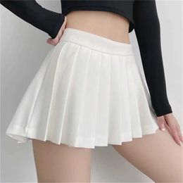 Skirts Women Sexy High Waist White Black A-line Korean Mini Teens Skirt School Girl Summer Korean Fashion Pleated Skirt with Shorts