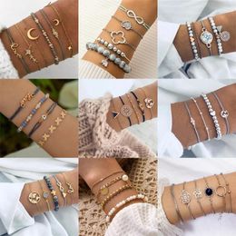 Charm Bracelets Bohemia Beaded For Women Geometry Adjustable Beads Chain Tassel Set Fashion Jewelry Accessories Pulsera 6905
