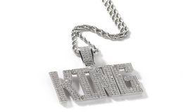 Solid Letters Custom Initial Name Necklace Personalized Pendant With Tennis Chain Iced Out Cubic Zircon Hiphop Jewelry5469076