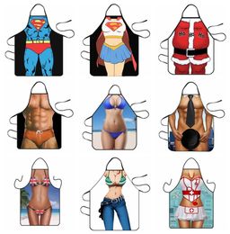 Funny Muscle Man Creativity Kitchen Apron for Men Women Home Cleaning Tool Waterproof Apron Sex Cotton Linen Easy to Clean House7712656