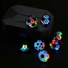 Games Muticolor LED Dice Rechargeable, DND Light Up Dice Football Dice Set with Charging Case for Tabletop Game D&D Dice