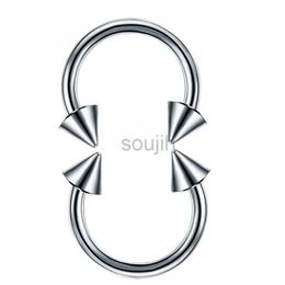 Body Arts ASTM F136 Titanium PIERC Nose Ring Cone Spike Horseshoe Circular Septum Nipple Eyebrow Piercing Ring Tongue Hoops Lip Ear Studs d240503