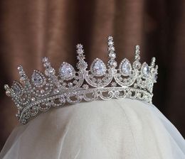 Himstory Noble Beauty Princess Tiara Cubic Zircon Wedding Bridal Crown Rhinestone Pageant Crown For Brides Headbands1985562