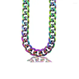 Chains Stainless Steel Quenched Colourful Cuban Link Chain Necklace Width 7mm Men Women Vintage Choker Jewellery Gift Items