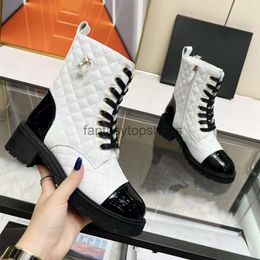 Channeles 2023 Designer Shoes new first layer Boots cowhide high top shoes tied round head thick sole casual fashion shoes tide Martin boots European station J47V