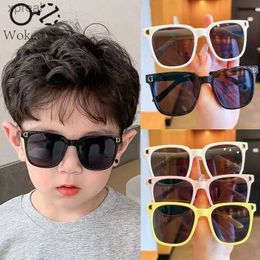 Sunglasses 1 piece of outdoor sports childrens square sunglasses UV400 protective flexible silicone sunglasses WX