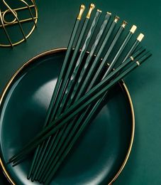 Green Gold Household Japanesestyle Fashion Nonslip Hightemperature Alloy Chopsticks Family One Pair Chopstick Per Persona385365573