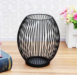 Large Black Metal Hollow Out Metal Iron Candle Holder Cage Articles Candlestick Hanging Lantern without LED Light Decor Gifts SH192300469