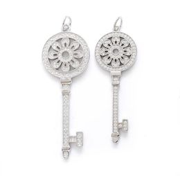 Mode S925 Sterling Keys Blütenblätter Schlüsselanhänger Halskette mit Diamanten 100 925 Silberketten Valentiner Geschenk für Frauen 7863227