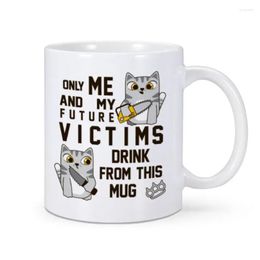 Mugs Humor Cat Coffee Mug 11 Oz Ceramics Tea Cup Birthday Gift Home Office Water Cocoa Me And Victims Drink From This Drop Delivery Dhqeg