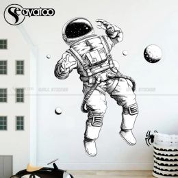 Stickers Space Galaxy Wall Stickers Solar System Astronomy Sticker Astronaut Universe Planets Wall Decal For Kids Room Bedroom Home Decor