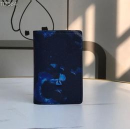 Neueste blaue Blumenpaare Brieftaschen Designer Buchstaben Cowide Frauen Lange faltbare kurze Brieftaschenkarten Schlitzbussine Herren Multi-Karten-Kupplungsbeutel Kartenhalter