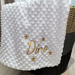 Personalized Name with Star Custom Soft Cotton born Embroidery Name Baby Shower Gift Blanket Supply 240417