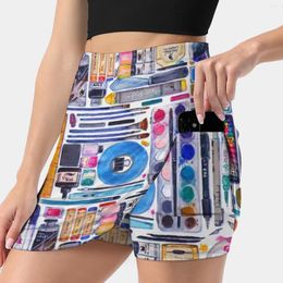Skirts Artsenal Women's Skirt Sport Skort With Pocket Fashion Korean Style 4Xl Acrylic Paints Watercolor Art