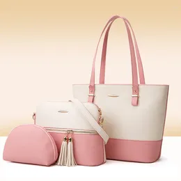 Shoulder Bags Fashion Pure Color Mother And Son Bag European American Style Three Piece Set Women's Simple