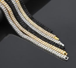 MCSAYS Hip Hop Jewellery Tennis Chain Necklace CZ 2 Rows Crystal Bling Black Gold Silver Colour Chain For Men Fashion Gifts 4GM2510436