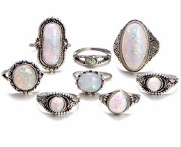 40pcs Lot mixed ring Fashion Jewelry assorted Imitation Opal Alloy metal Rings jewelry For Woman Man5161328