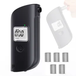 Alcohol Tester Portable High Accuracy Breathalyser Breath Detector LED Light And 5 Mouthpieces Support Alarm Function