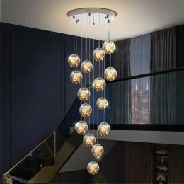 Decorations Modern Led Chandelier Glass Ball Dimmable for Staircase Living Room Pendant Lamps Home Decor Lighting Suspension Design Lusters