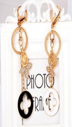 Key Lock Ring Lovers Keyring Rhinestone Opal Four leaf Clover Keychains Holder Fashion Bag Pendant Car Charm Keys Chains Jewelry A2114826