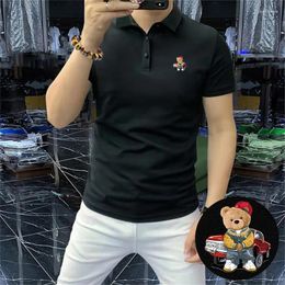 Men's Polos Summer Fashion Cool Bear Print Classic Polo Shirt Men Short Sleeve Casual Business Social Street Wear Clothing