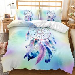 sets Dream Catcher Duvet Cover Set King Size for Girl Women Colourful Feather Cute Polyester Comforter Cover Set 3D Printed Boho Style