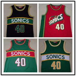 Basketball Jerseys Dog Carrier Shirt Supersonic 20 Peyton 40 Kemp White Green Red Embroidered Basketball