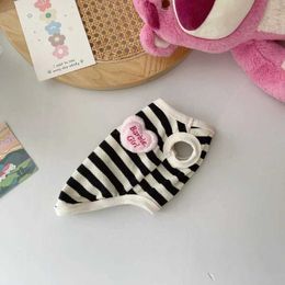 Dog Apparel Summer Cotton waffle Pet Clothes Black and White Striped Bottoming Shirt Cat Puppy Vest Clothing Costume H240506