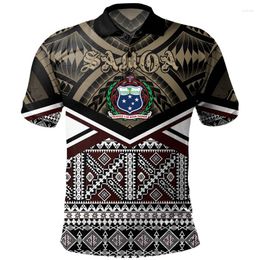 Men's Polos Polynesian Pattern Polo Shirt Men Women Hawaii 3d Print Lapel Short Sleeves Loose Button Tee Shirts Summer Streetwear T-Shirt