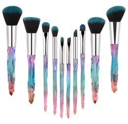 Cosmetic Beauty Tool 10 Pcs Crystal Handle Makeup Brush Sets Premium Synthetic For Foundation Powder Concealers Eye Shadows Make u1830890