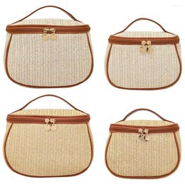 Cosmetic Bags Women Makeup Bag Multi-function Woven Make Up Pouch Large Capacity Casual Fashion Hand-Portable Toiletries Bathroom Wash