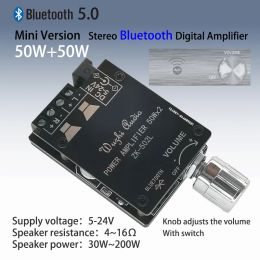 Amplifier MINI Bluetooth 5.0 Wireless Audio Digital Power amplifier Stereo board 50Wx2 Bluetooth Amp Amplificador ZK502L