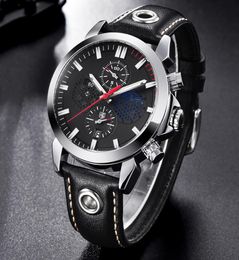 BENYAR Fashion Sports Chronograph Watches Men Moon Phase Leather Skeleton Quartz Watch Support Drop White Red2476900