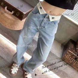 Women's Mui Mui Jeans Designer Luxury High White for Men New Korean Fashion Stretch Mens Loose Small Straight Tube Versatile Pants Miui Bag Jeans 748