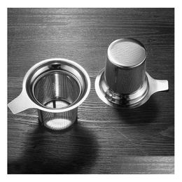 Tea Strainers Stainless Steel Fine Mesh Philtre Infuser Reusable Strainer Lid Coffee Leak For Teapot Drinkware Drop Delivery Home Garde Dhk6X