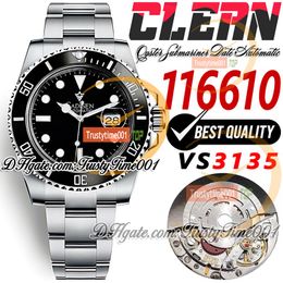 40mm 116610 VR3135 Automatic Mens Watch Clean CF V5 Ceramic Bezel Black Dial 904L Stainless Steel SS Bracelet Super Edition Trustytime001 Wristwatch Reloj Hombre
