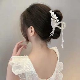 Other New Elegant Hair Cl Bell Orchid Flower Hair Clip Ponytail Hairpin Cls Clip Ornament Women Girls Styling tiara Accessories