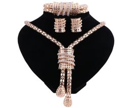 New Bridal Jewellery Set Goldcolor Crystal Necklace Earrings Bracelet For Indian Women039s Clothing Jewellery Sets Gift3700175