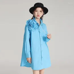 Women's Blouses Zhongchuang Rizhen Designer's 3D Flower Long Sleeved Shirt For Women Versatile Light Luxury High Grade Unique Top